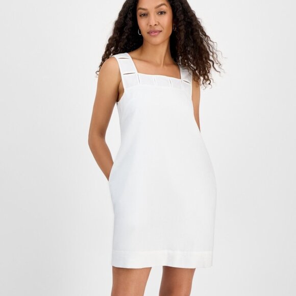 Robbie Bee Women's Sleeveless Square-Neck Shift Dress – White – Size M – NWT - Picture 1 of 5